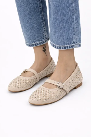 BALLERINA MARY JANE CON STRASS JO241DP - Beige, 37