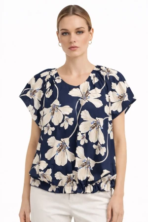 Blusa donna Diamante 8 fantasia floreale in cotone elegante casual