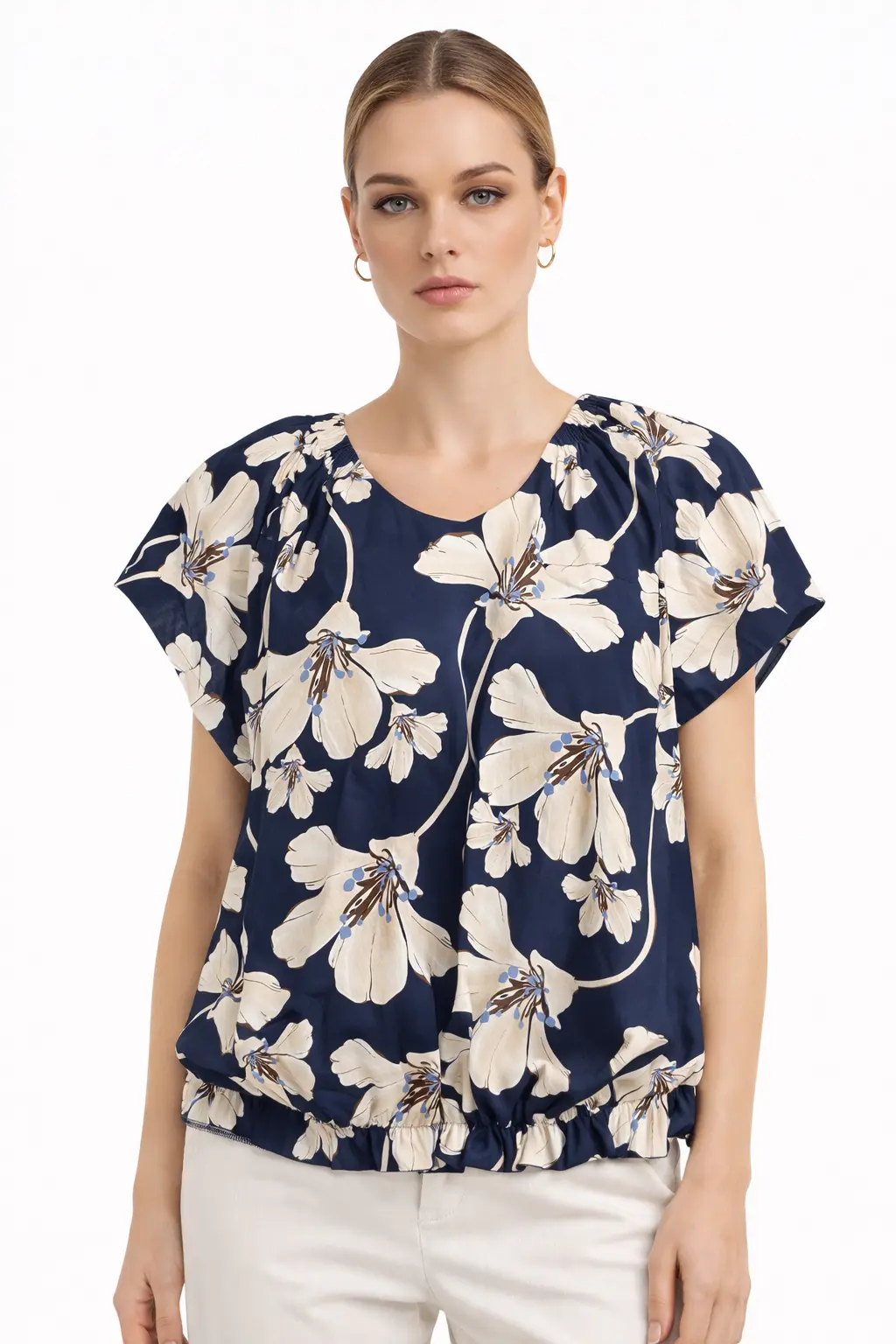 Blusa donna Diamante 8 fantasia floreale in cotone elegante casual