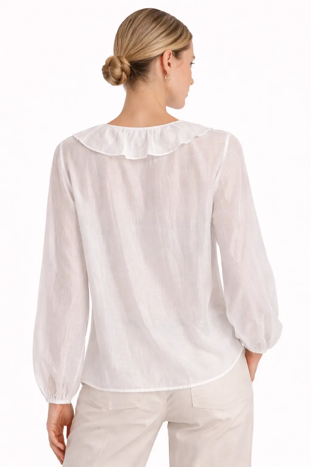 Blusa Donna Naiif Elegante con Volant in Tencel Casual Chic 400 - immagine 3
