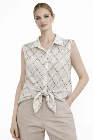 Blusa donna Diamante 8 elegante fantasia nodo frontale tencel