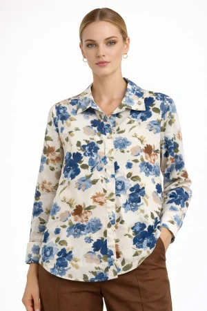 Camicia donna maGAmà fantasia floreale cotone elegante casual