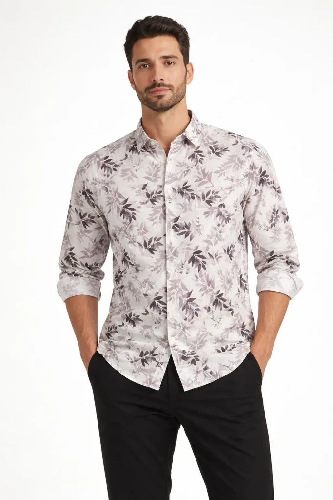 Camicia uomo Landek Park fantasia in cotone elasticizzato