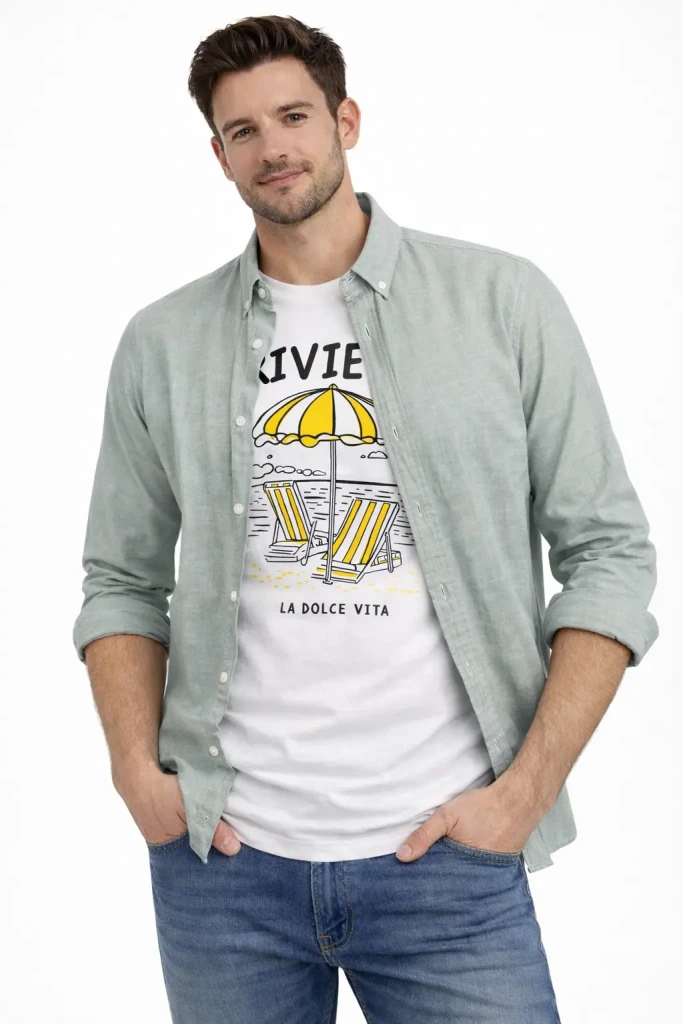 Camicia uomo Oxford tinta unita in cotone collo buttown down 5306