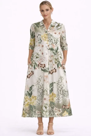 Abito lungo donna maGAmà fantasia floreale elegante