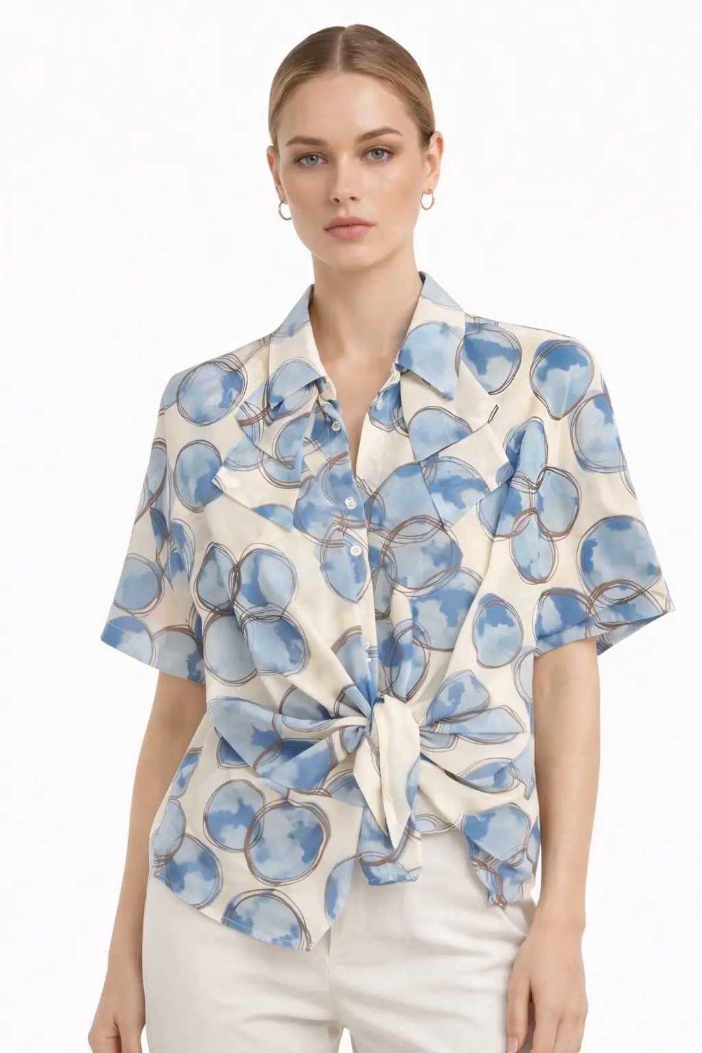 Blusa donna Diamante 8 fantasia elegante con nodo frontale