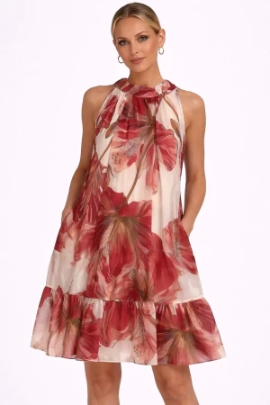 Abito donna Diamante 8 fantasia elegante con balze casual chic