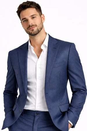Giacca uomo Telamira blu gessata slim fit elegante