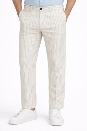 Pantalone uomo Telamira a righe in cotone beige elegante coordinato
