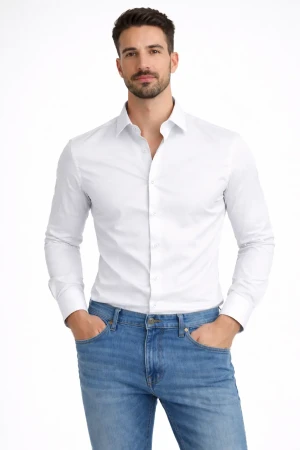 Camicia uomo Telamira slim fit bianca no stiro