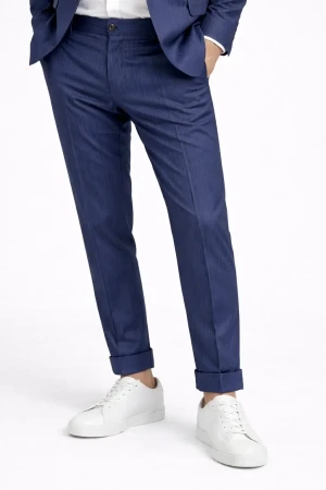 Pantalone uomo Telamira blu gessato slim fit elegante