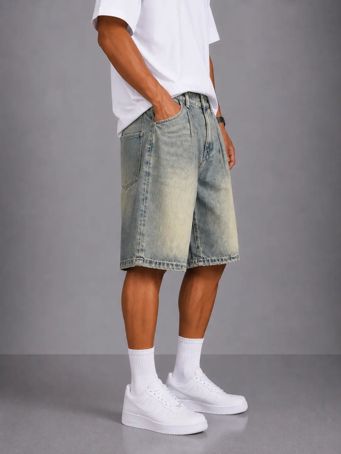 Bermuda Uomo On Off Baggy Fit Denim Vintage 656 - immagine 2