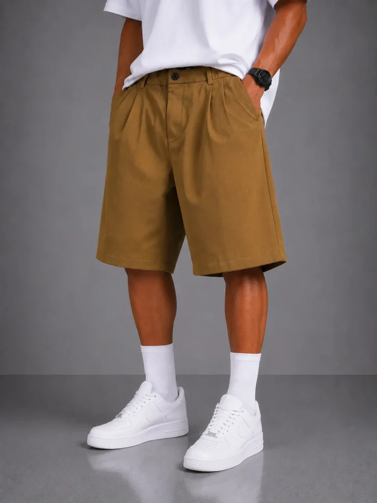 Bermuda uomo On Off baggy fit casual tabacco