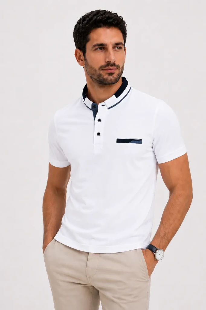 Polo uomo On Off bianca con dettagli a contrasto