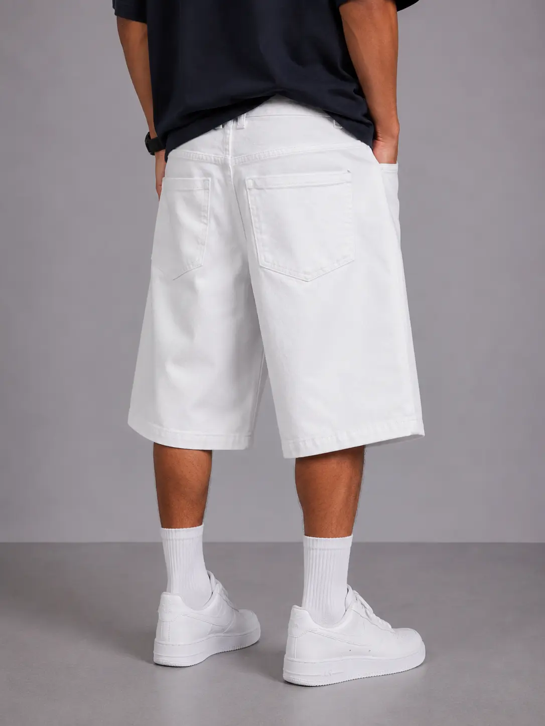 Bermuda Uomo On Off Baggy Fit Bianco Stretch 262 - immagine 3