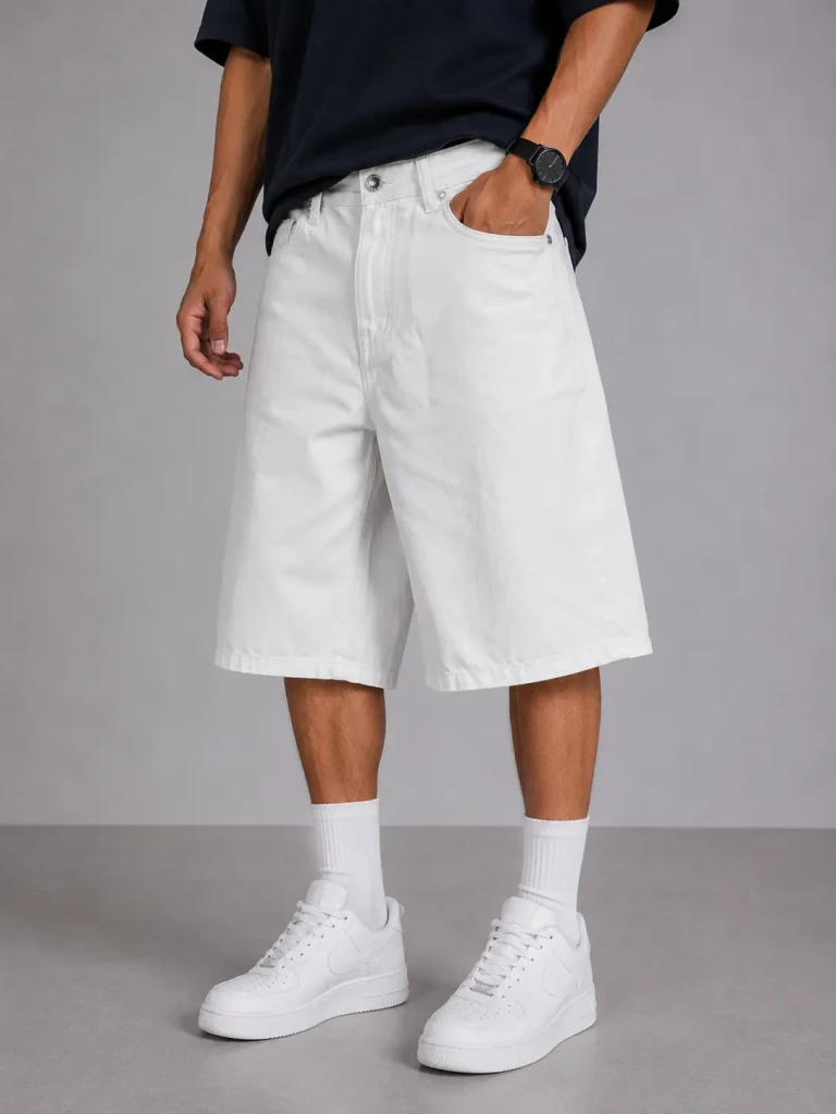 Bermuda uomo On Off bianco baggy fit