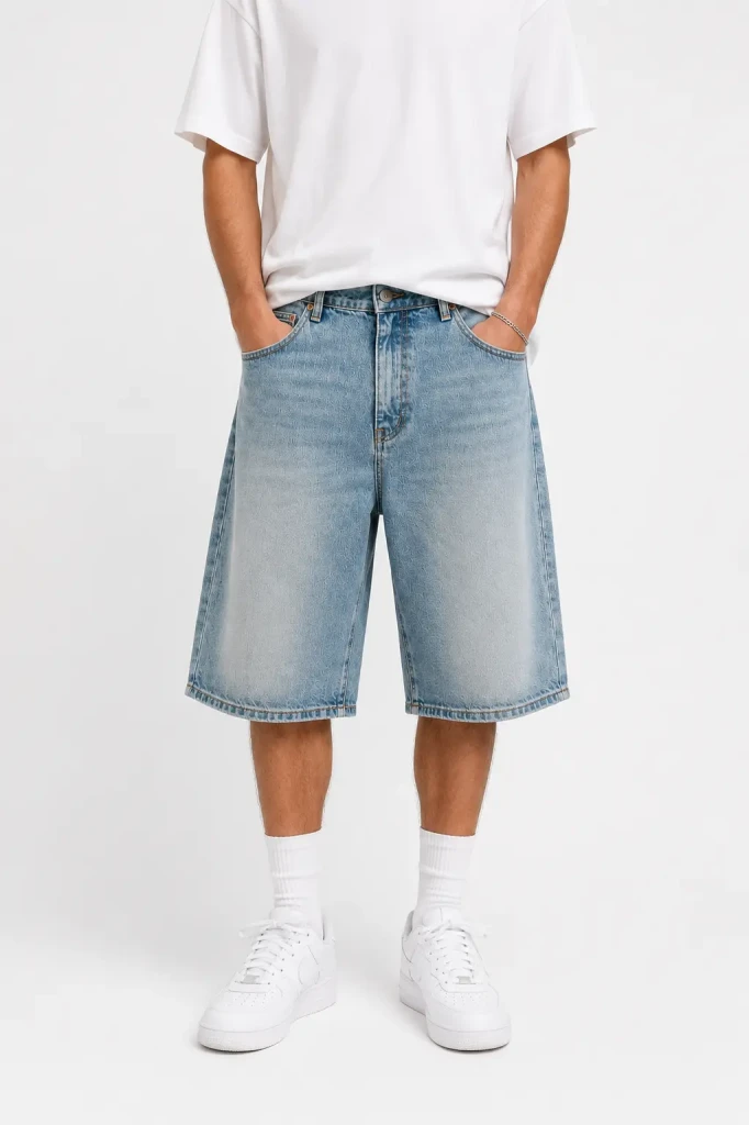 Bermuda uomo On Off baggy fit denim chiaro