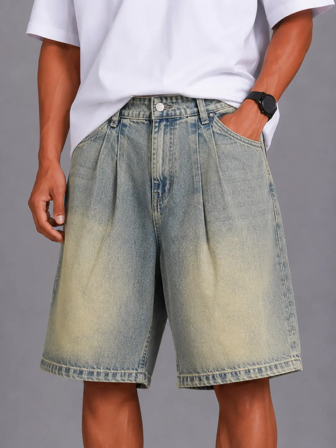 Bermuda Uomo On Off Baggy Fit Denim Vintage 656 - immagine 4