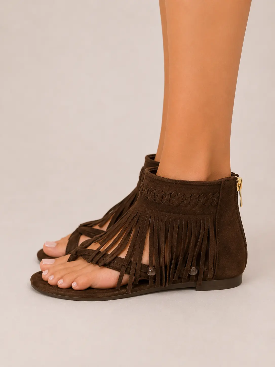 Sandali Donna Flat con Frange Stile Boho H135 - immagine 2