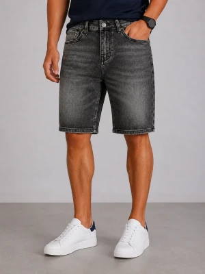 Bermuda uomo On Off denim nero slim fit