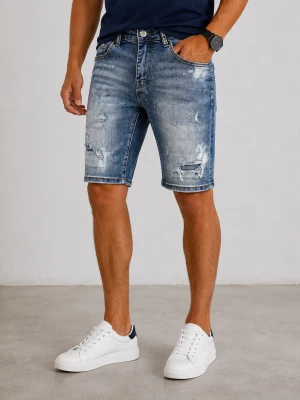 Bermuda uomo Warren Webber denim slim fit destroyed