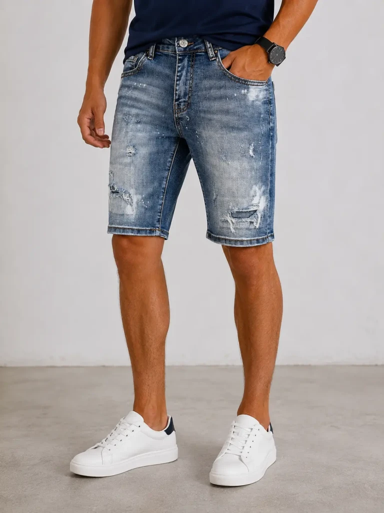 Bermuda uomo Warren Webber denim slim fit destroyed