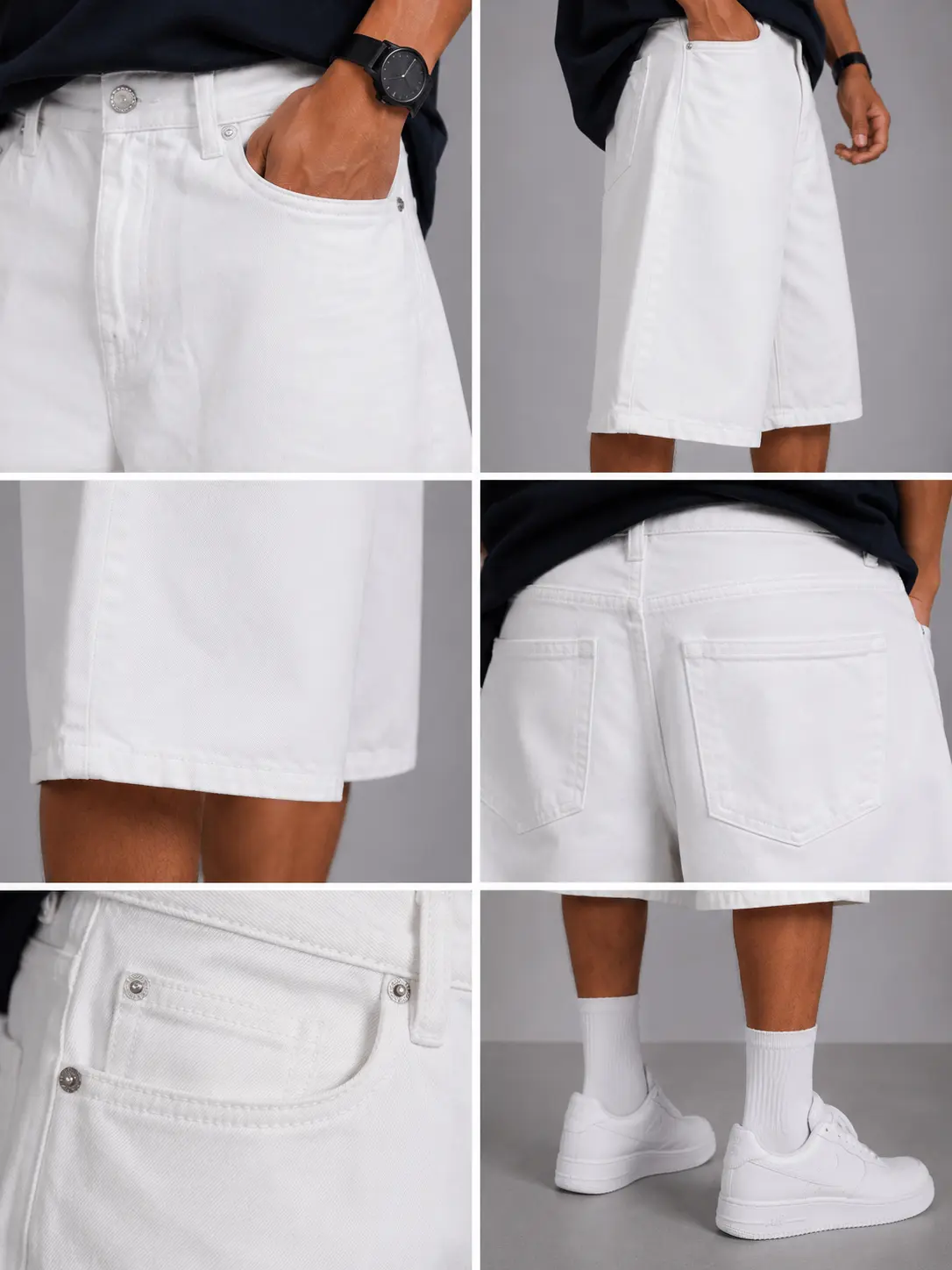 Bermuda Uomo On Off Baggy Fit Bianco Stretch 262 - immagine 4