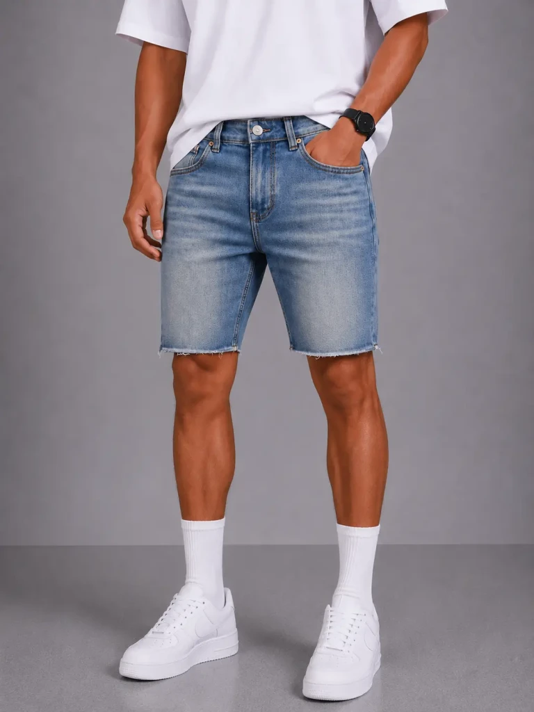 Bermuda uomo Bunker slim fit denim chiaro used