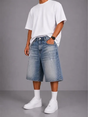 Bermuda uomo On Off baggy fit denim chiaro