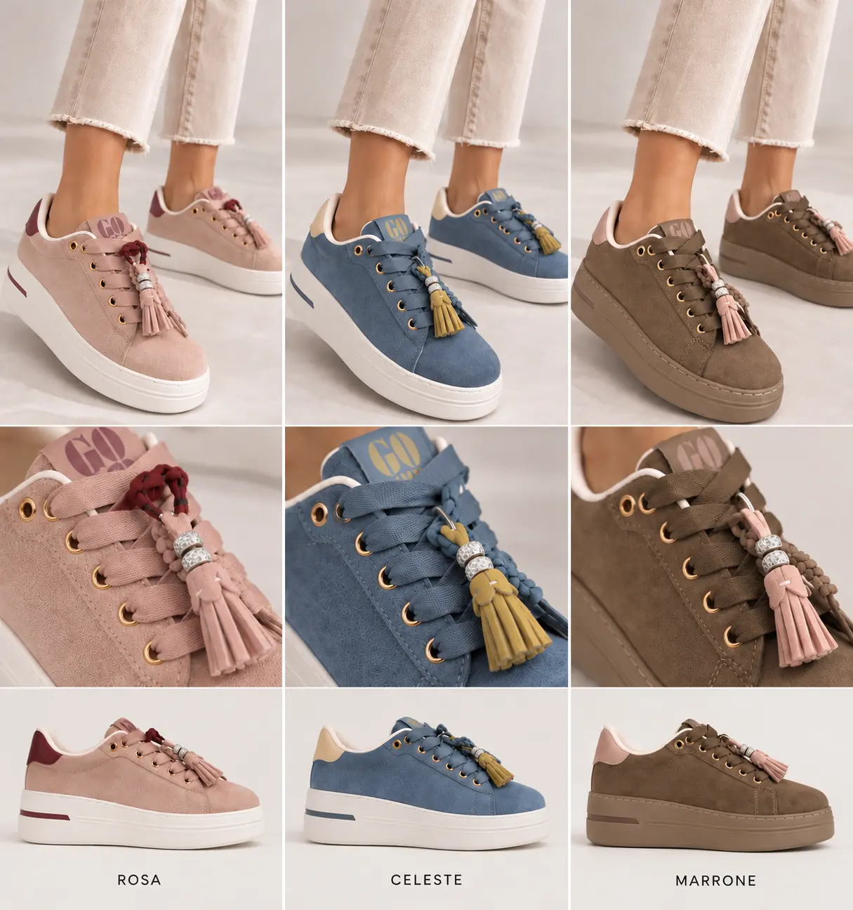 Sneakers Donna con Zeppa e Nappine 625 - immagine 3