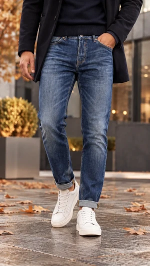 Jeans uomo On Off regular fit in denim con lavaggio effetto used