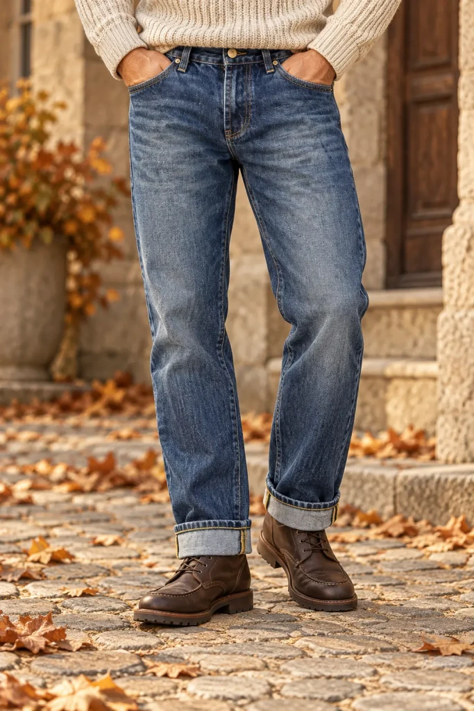 Jeans uomo carrot fit in denim con lavaggio effetto vissuto